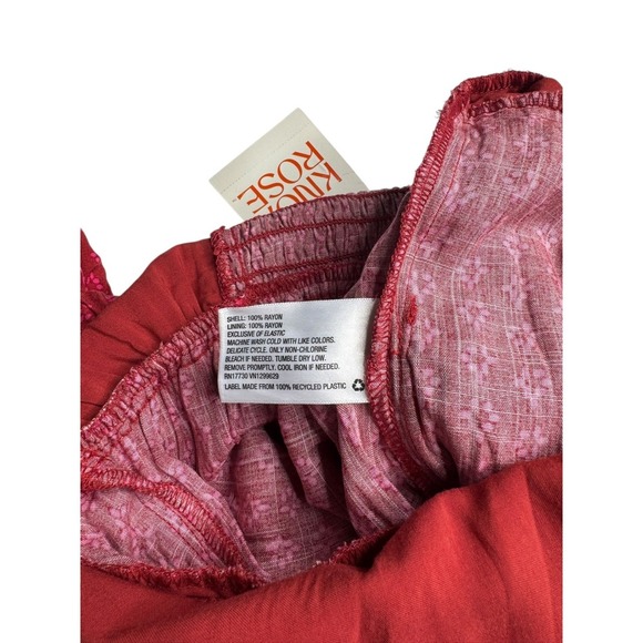 Knox Rose Women's Puff Sleeve Wide Leg Cropped Boho Red Jumpsuit Romper XS - Picture 8 of 8